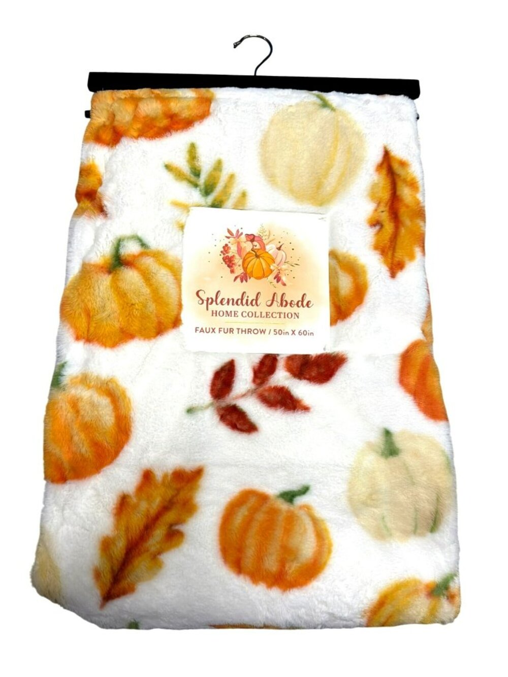 Splendid Abode Faux Fur Throw Blanket 50x60 Pumpkin New